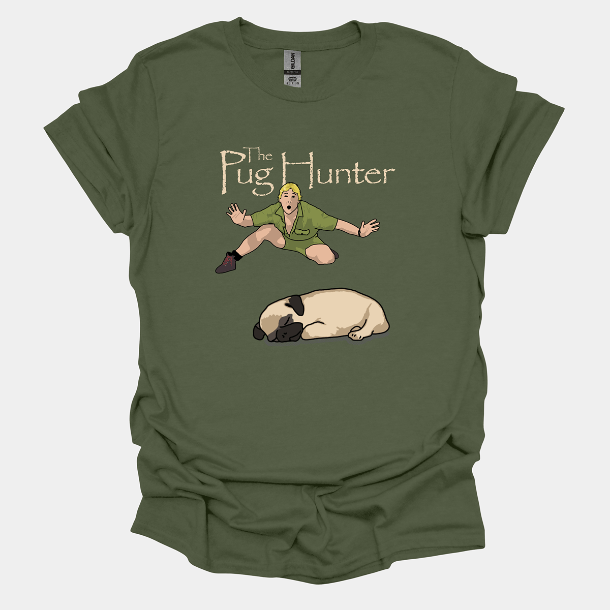 The Pug Hunter Funny Pug Graphic T-Shirt