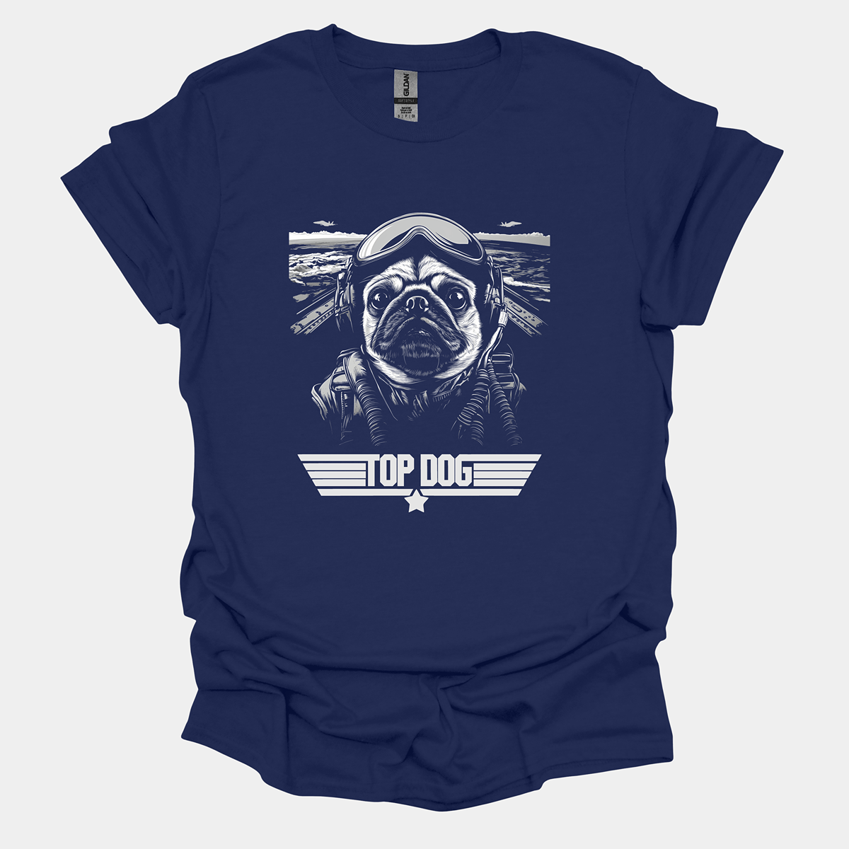 Top Dog Funny Pug Graphic T-Shirt