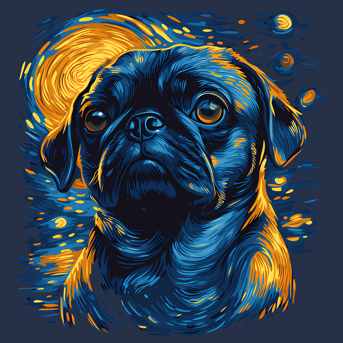 Vincent Van Pug Funny Pug Graphic T-Shirt