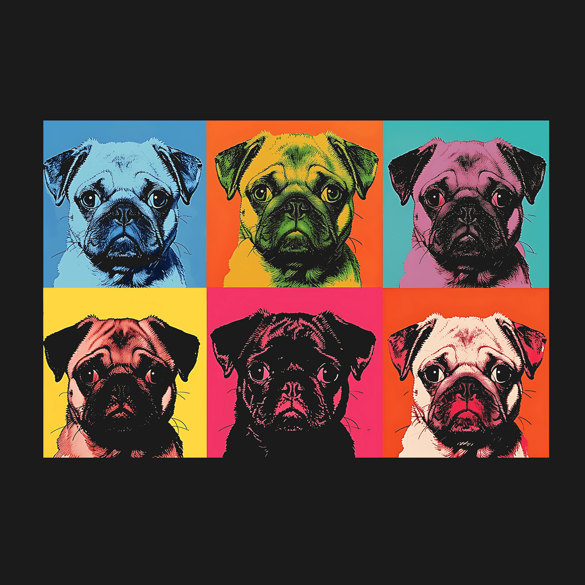 Warhol Funny Pug Graphic T-Shirt