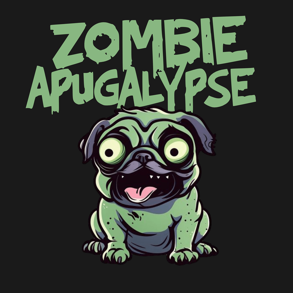 Zombie Apugalypse Funny Pug Graphic T-Shirt