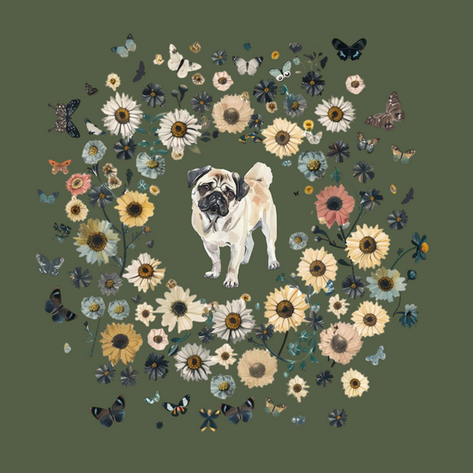 Floral Butterfly Pug Circle