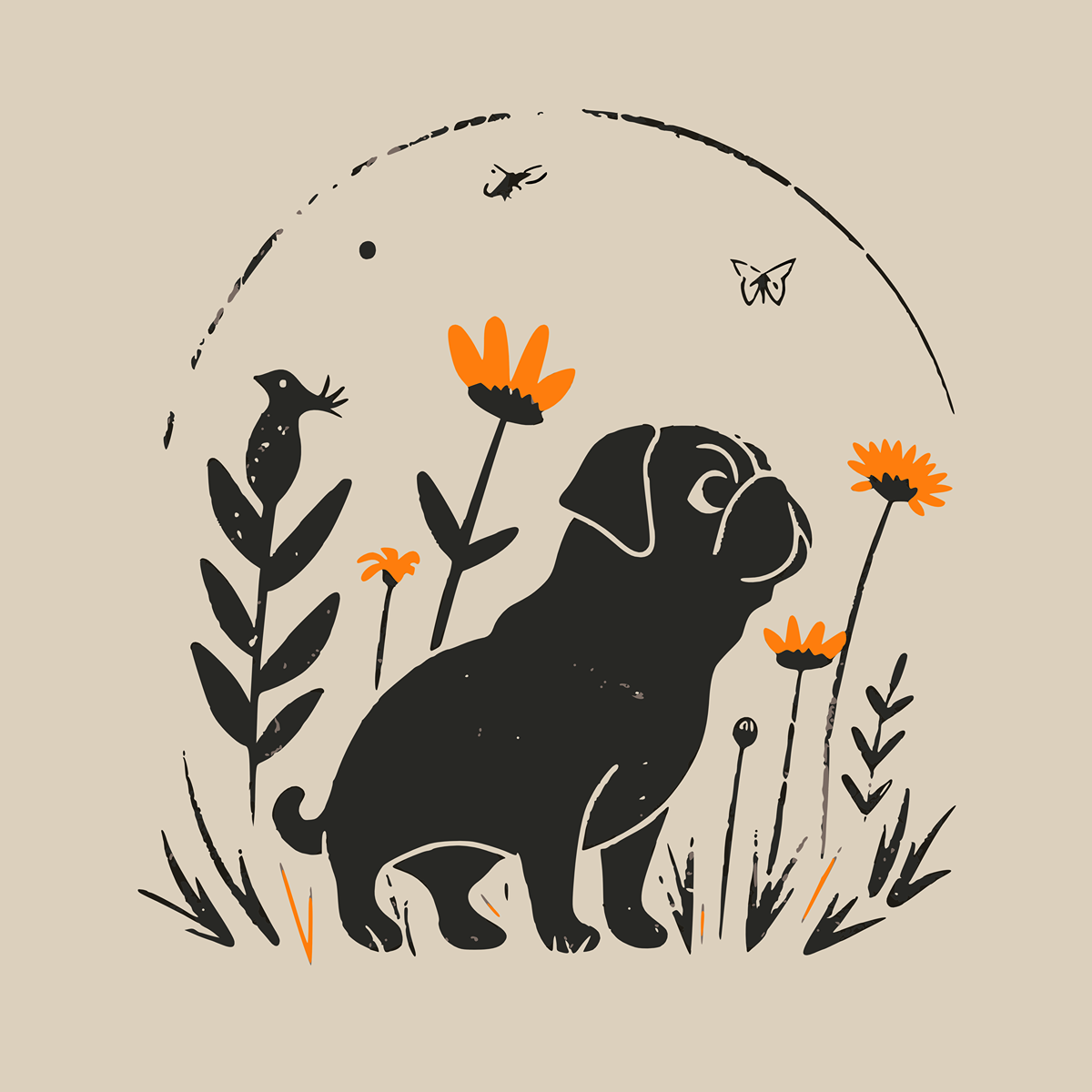 Minimalist Pug Flora