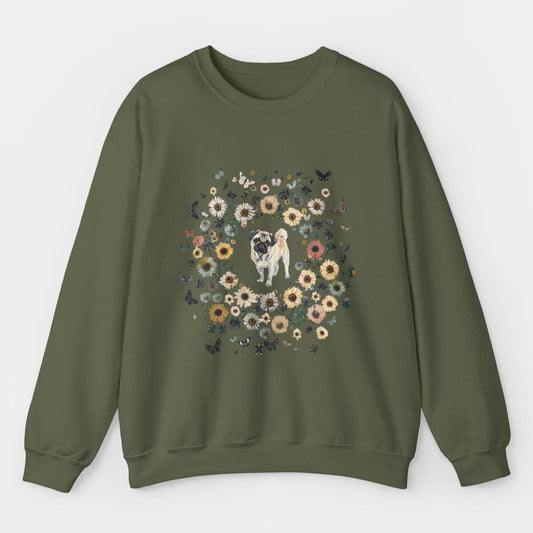 Floral Butterfly Pug Circle