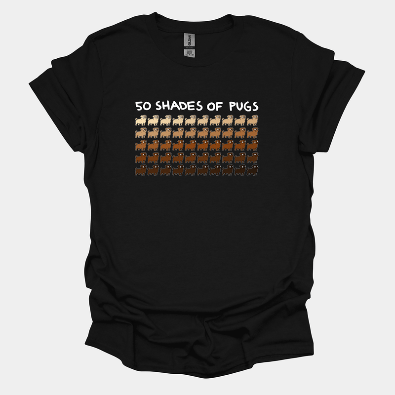 50 Shades of Pugs Funny Pug Graphic T-Shirt