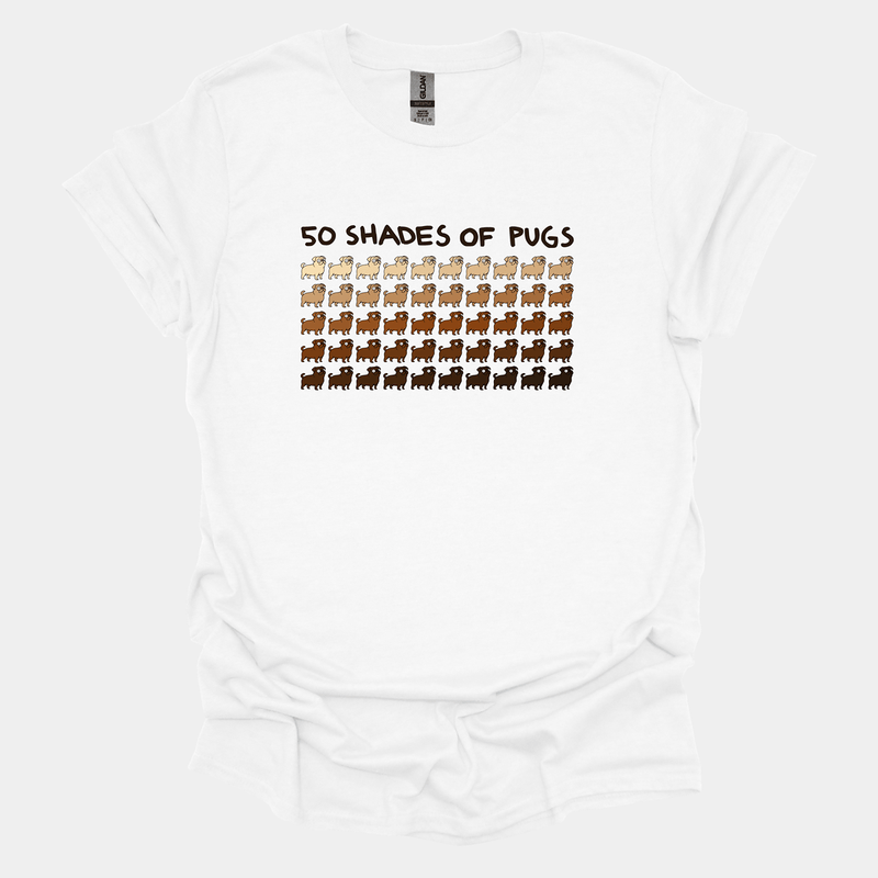 50 Shades of Pugs Funny Pug Graphic T-Shirt