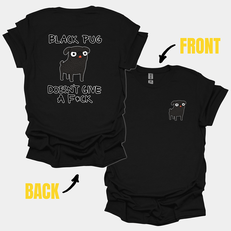 Black Pug DGAF Funny Pug Graphic T-Shirt