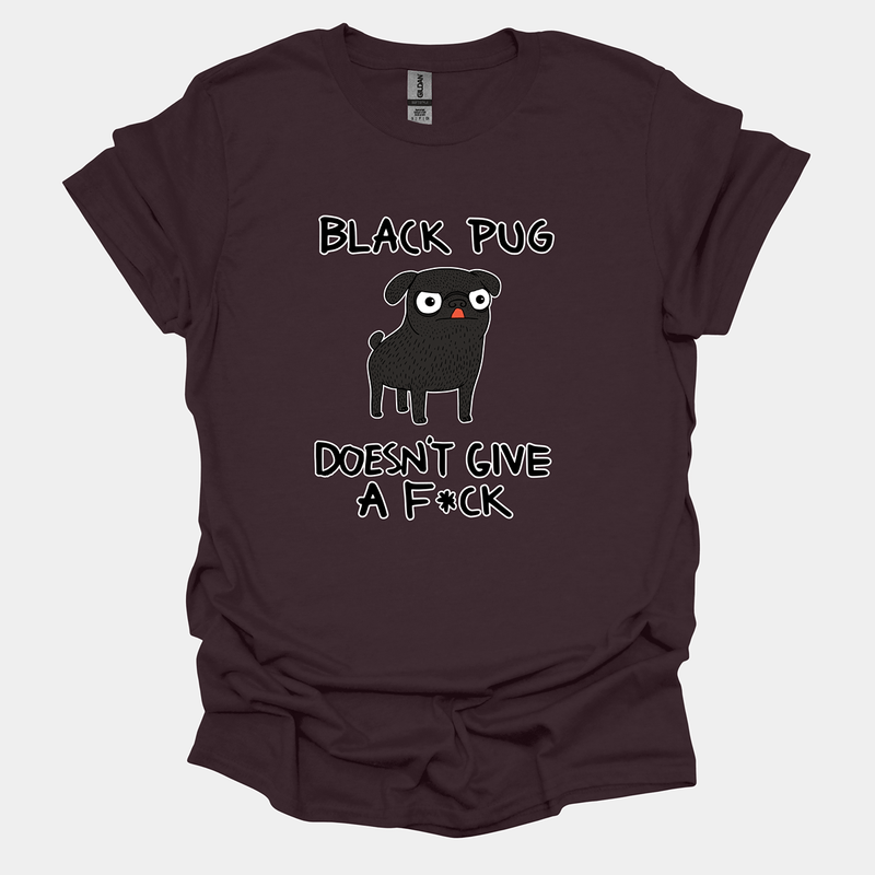 Black Pug DGAF Funny Pug Graphic T-Shirt