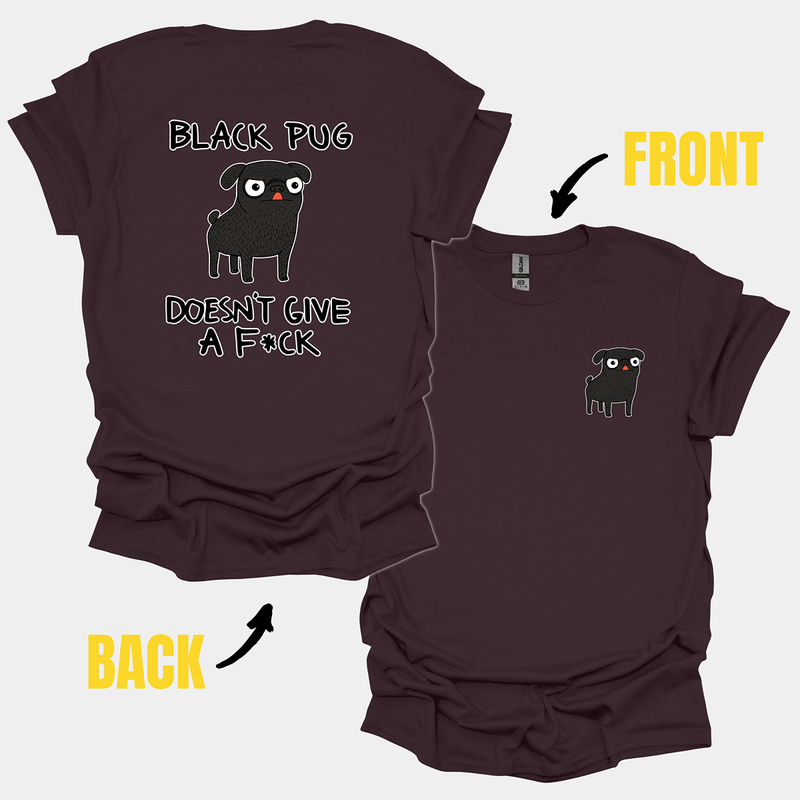 Black Pug DGAF Funny Pug Graphic T-Shirt