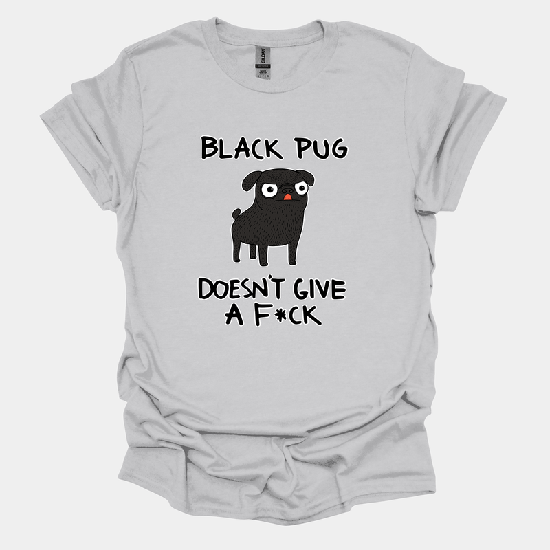 Black Pug DGAF Funny Pug Graphic T-Shirt