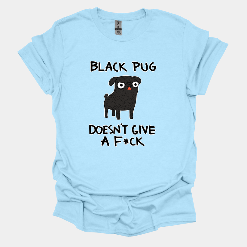 Black Pug DGAF Funny Pug Graphic T-Shirt