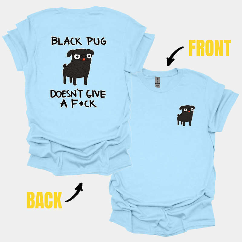 Black Pug DGAF Funny Pug Graphic T-Shirt