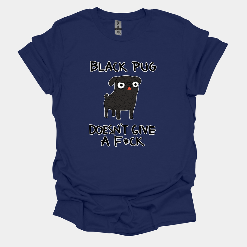 Black Pug DGAF Funny Pug Graphic T-Shirt