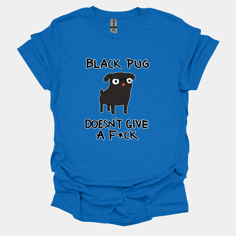 Black Pug DGAF Funny Pug Graphic T-Shirt