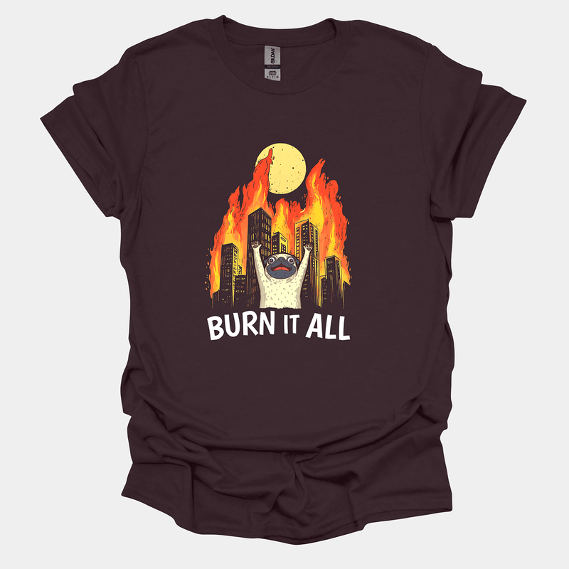 Burn It All Funny Pug Graphic T-Shirt