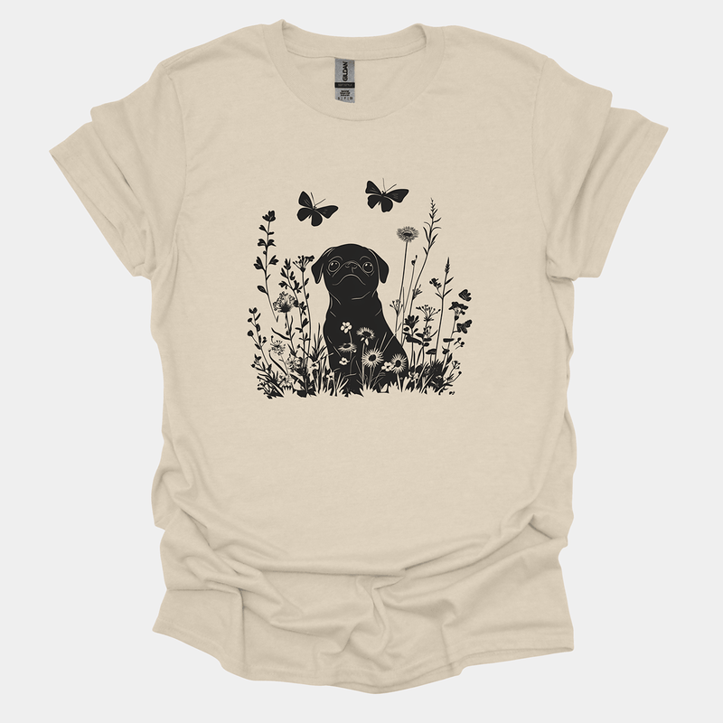 Butterfly Dreams Funny Pug Graphic T-Shirt