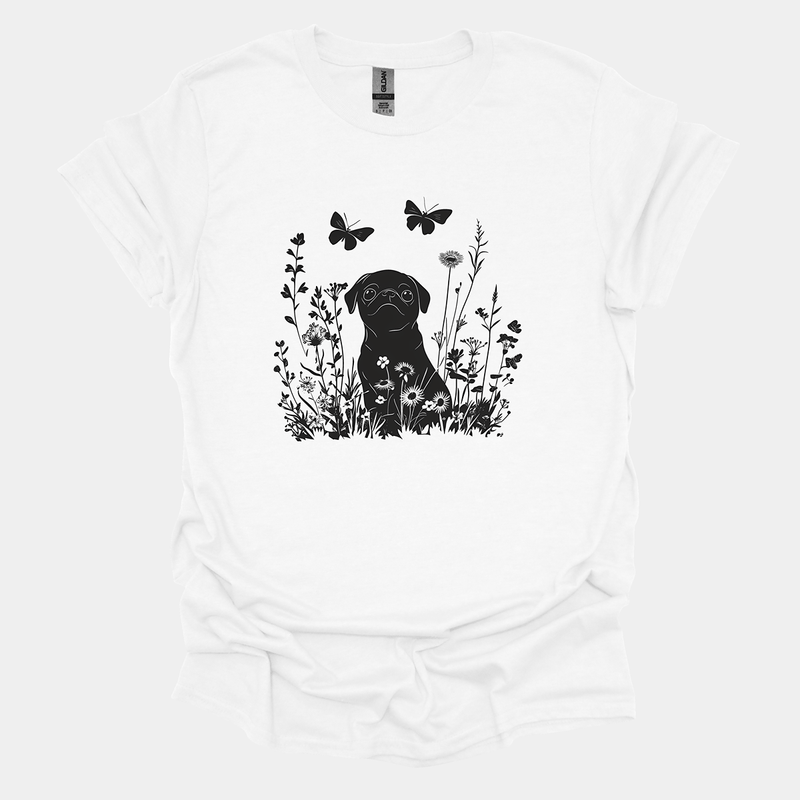 Butterfly Dreams Funny Pug Graphic T-Shirt