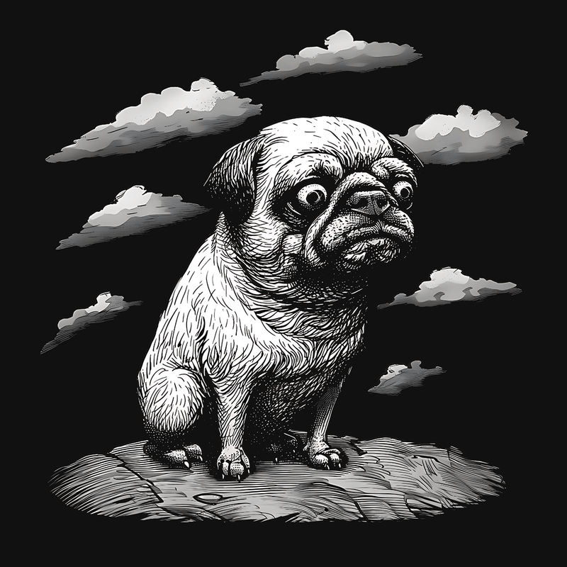 Cloudy Pug Funny Pug Graphic T-Shirt