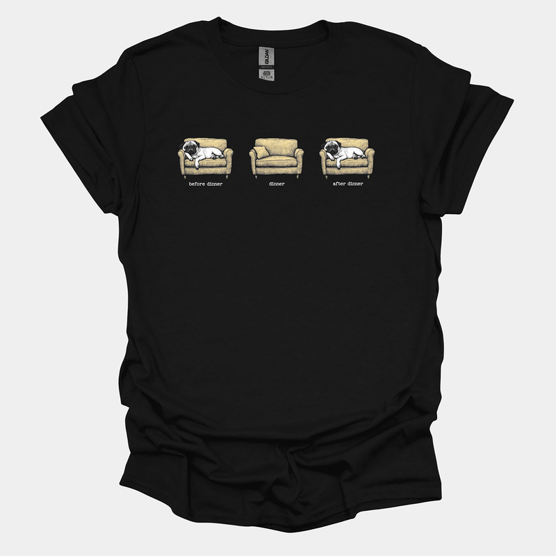 Dinner Funny Pug Graphic T-Shirt