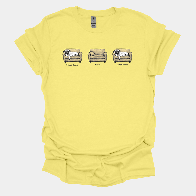 Dinner Funny Pug Graphic T-Shirt