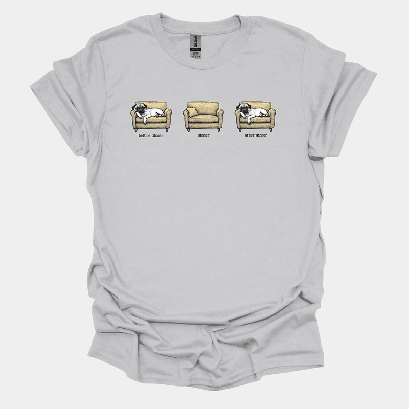 Dinner Funny Pug Graphic T-Shirt