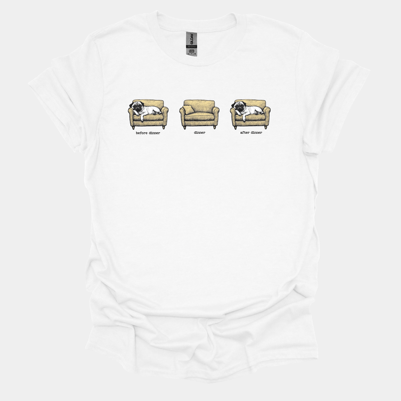Dinner Funny Pug Graphic T-Shirt