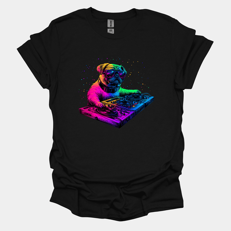 DJ Funny Pug Graphic T-Shirt