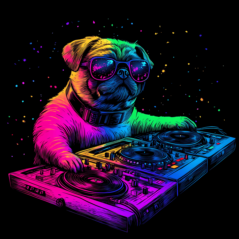 DJ Funny Pug Graphic T-Shirt