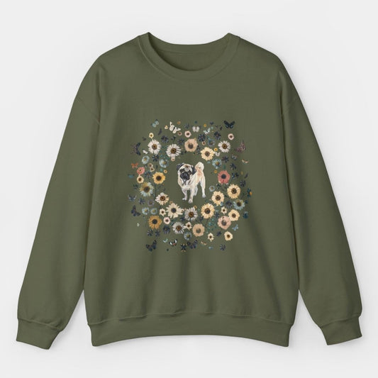 Floral Butterfly Pug Circle