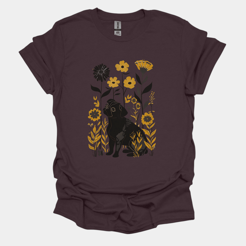 Floral Elegance Funny Pug Graphic T-Shirt