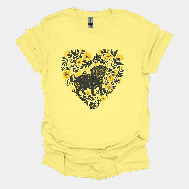 Floral Fuzz Funny Pug Graphic T-Shirt