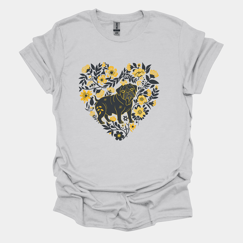 Floral Fuzz Funny Pug Graphic T-Shirt
