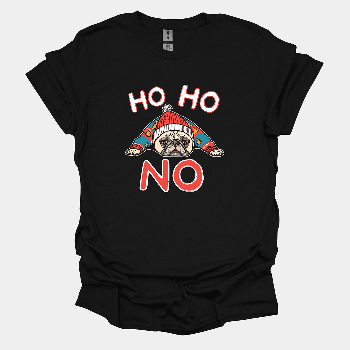 Ho Ho No Funny Pug Graphic T-Shirt