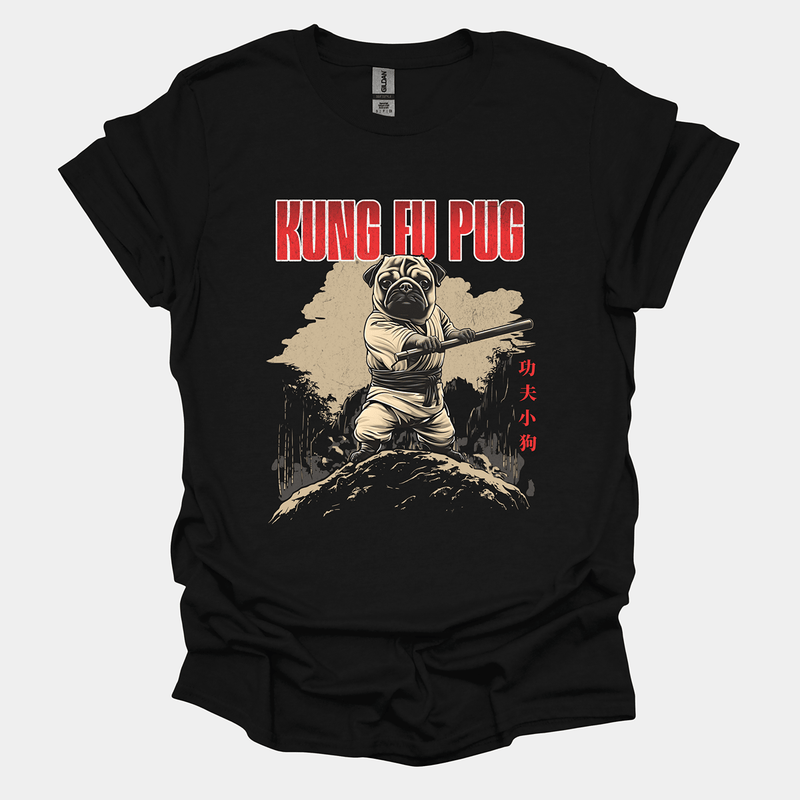 Kung Fu Pug Funny Pug Graphic T-Shirt