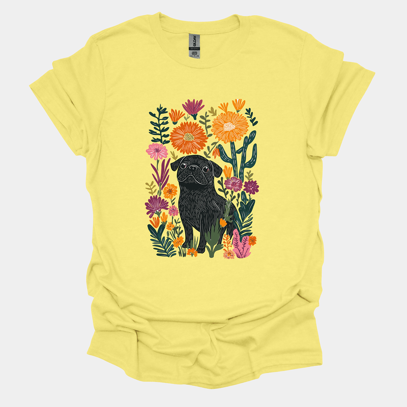Marigold Garden Funny Pug Graphic T-Shirt
