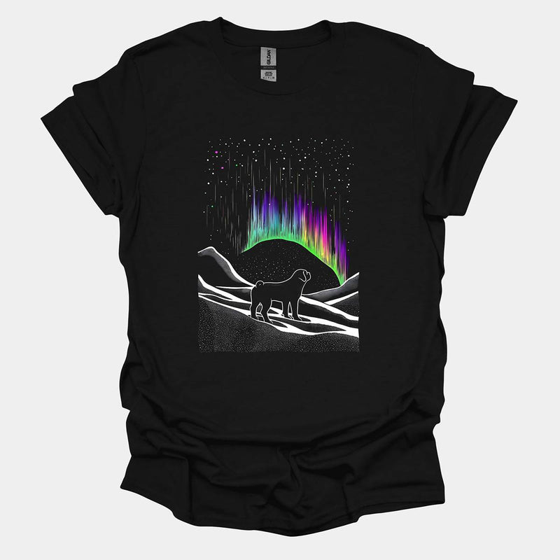 Midnight Aurora Funny Pug Graphic T-Shirt