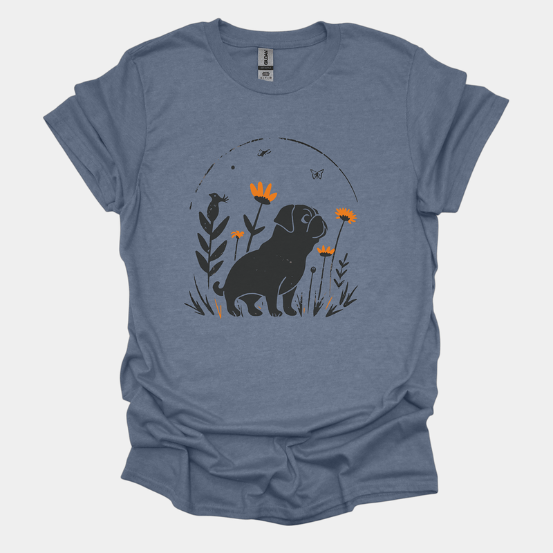 Minimalist Pug Flora Funny Pug Graphic T-Shirt