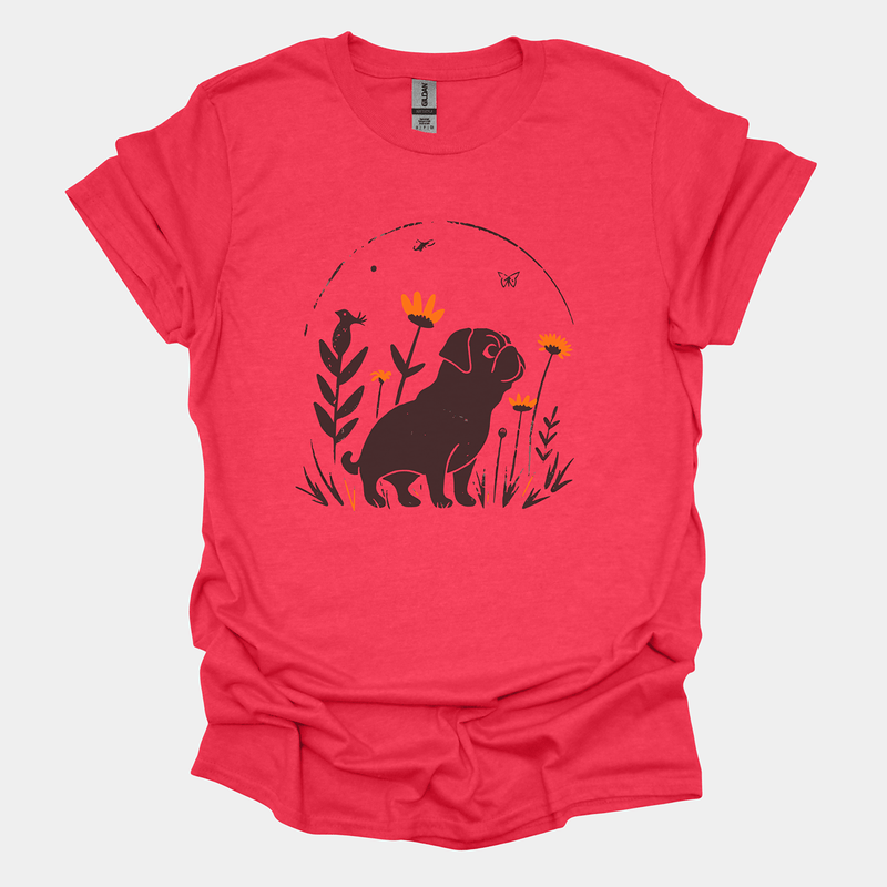 Minimalist Pug Flora Funny Pug Graphic T-Shirt