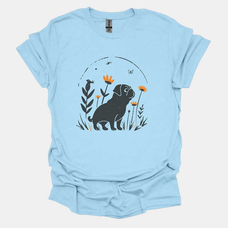 Minimalist Pug Flora Funny Pug Graphic T-Shirt