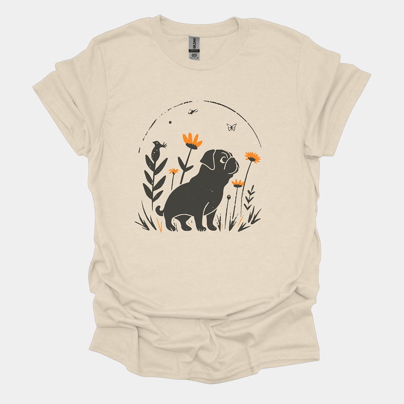 Minimalist Pug Flora Funny Pug Graphic T-Shirt