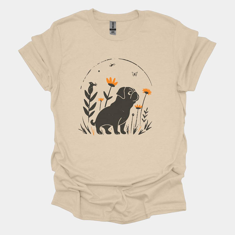 Minimalist Pug Flora Funny Pug Graphic T-Shirt