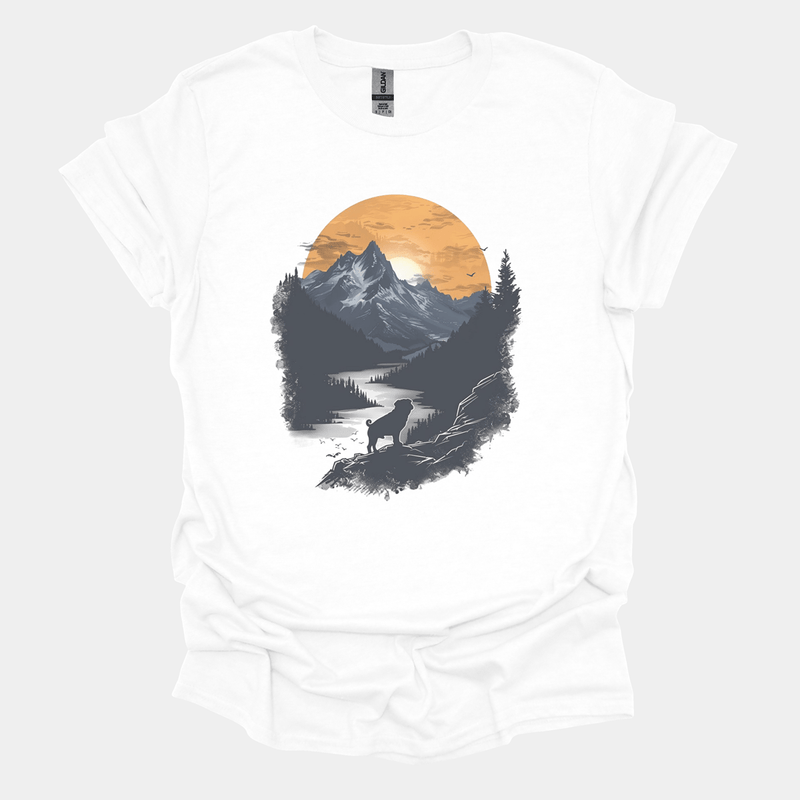 Mountaintop Blues Funny Pug Graphic T-Shirt