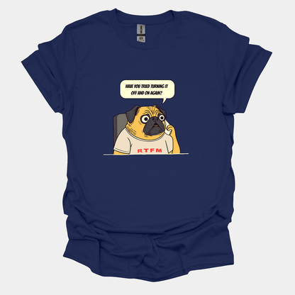 Off And On Funny Pug Graphic T-Shirt