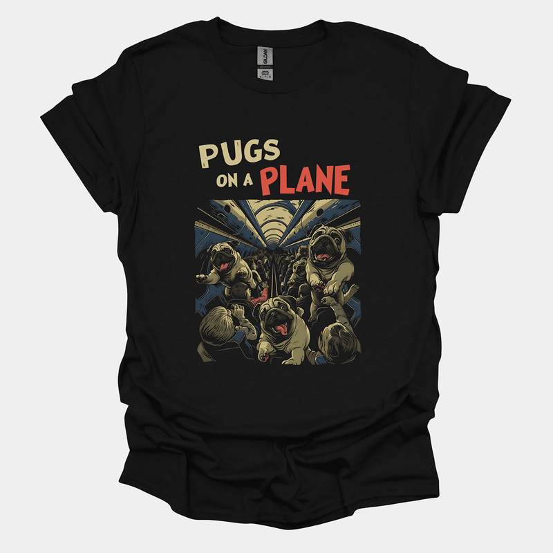 Pugs on a Plane Funny Pug Graphic T-Shirt