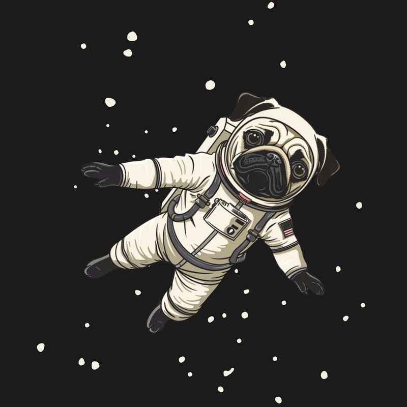Pugstronaut Funny Pug Graphic T-Shirt