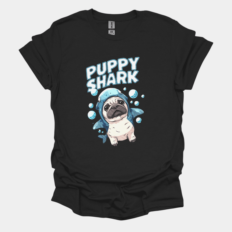 Puppy Shark Funny Pug Graphic T-Shirt