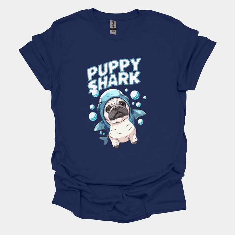 Puppy Shark Funny Pug Graphic T-Shirt