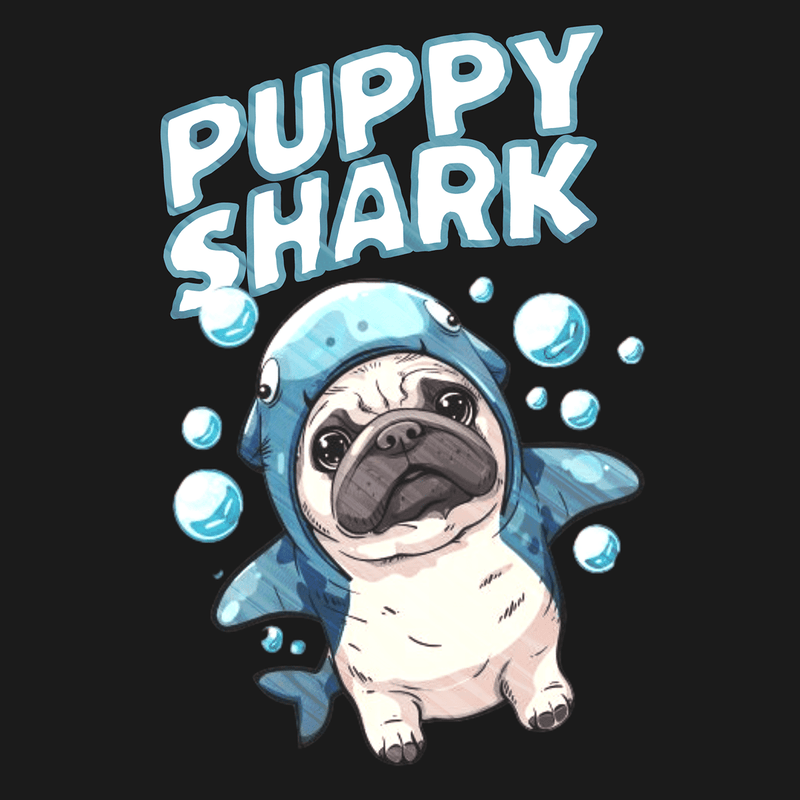 Puppy Shark Funny Pug Graphic T-Shirt