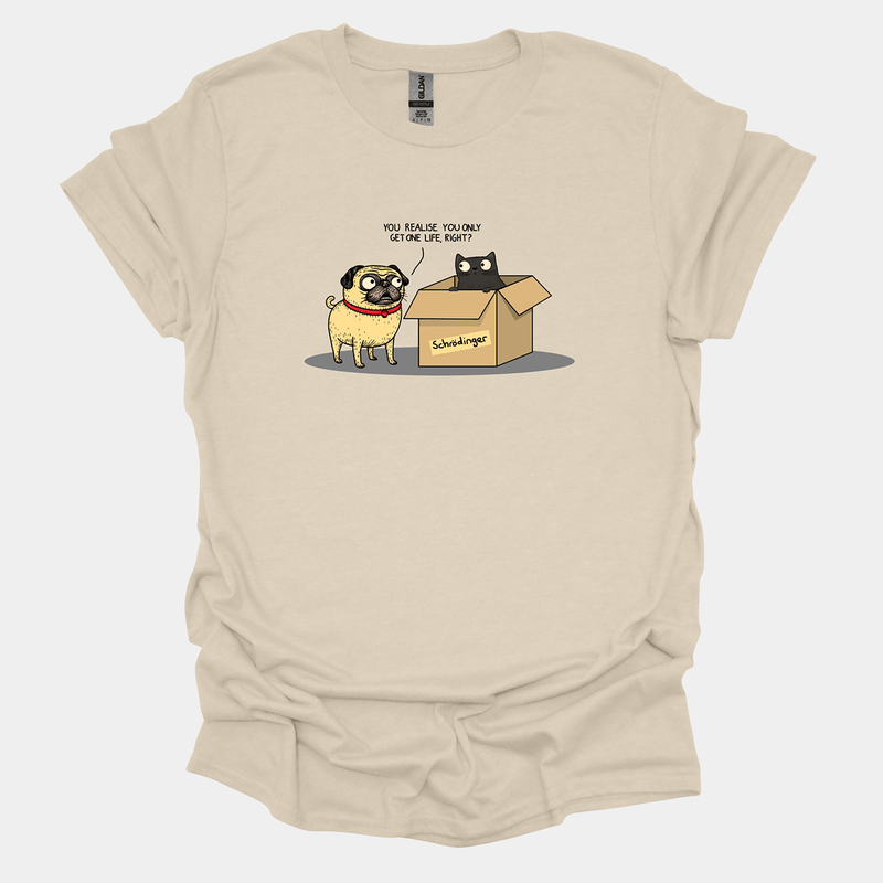 Schrödinger's Pug Funny Pug Graphic T-Shirt