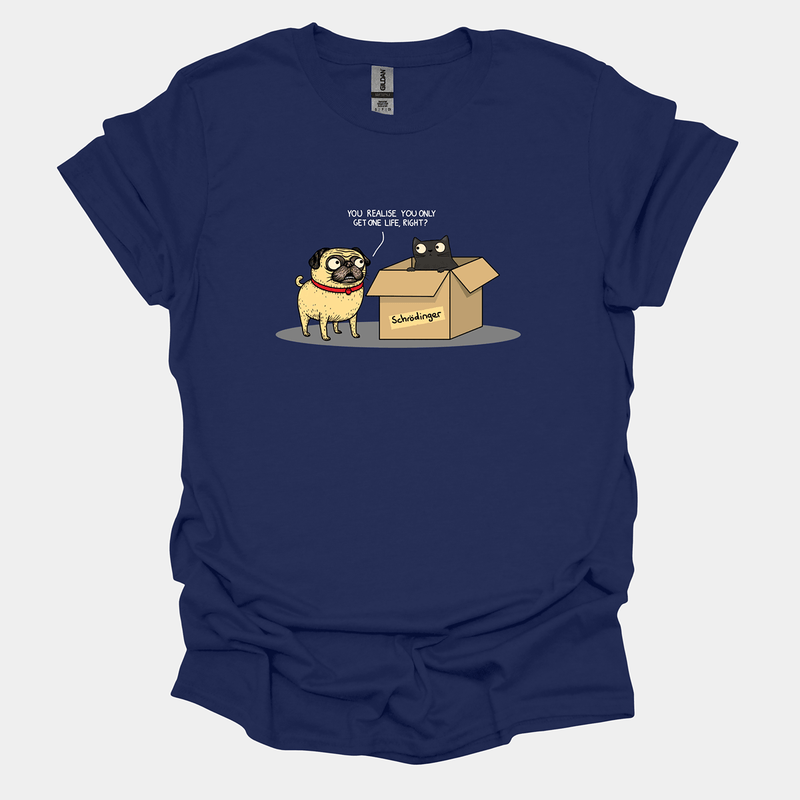 Schrödinger's Pug Funny Pug Graphic T-Shirt